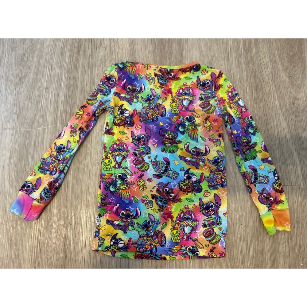 Bubbas Bamboo Stitch Snack Rainbow Tie Dye‎ Long Sleeve Pajama Top 2T Disney